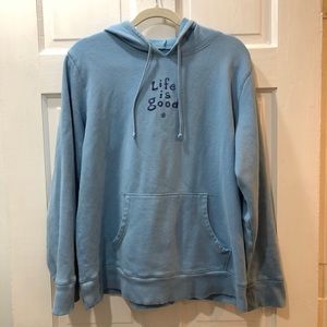 LIFE IS GOOD blue hoodie sweatshirt
